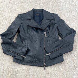 Armani Exchange Faux Leather Moto Jacket S Blue